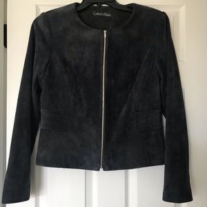 Calvin Klein blue suede like blazer